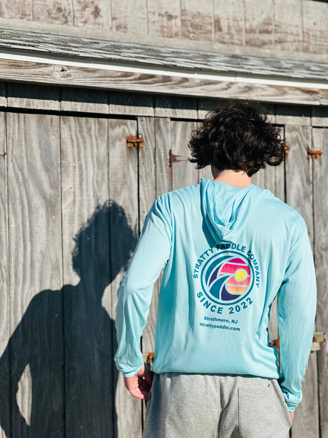 Men's Teal Long Sleeve Hooded T-Shirt