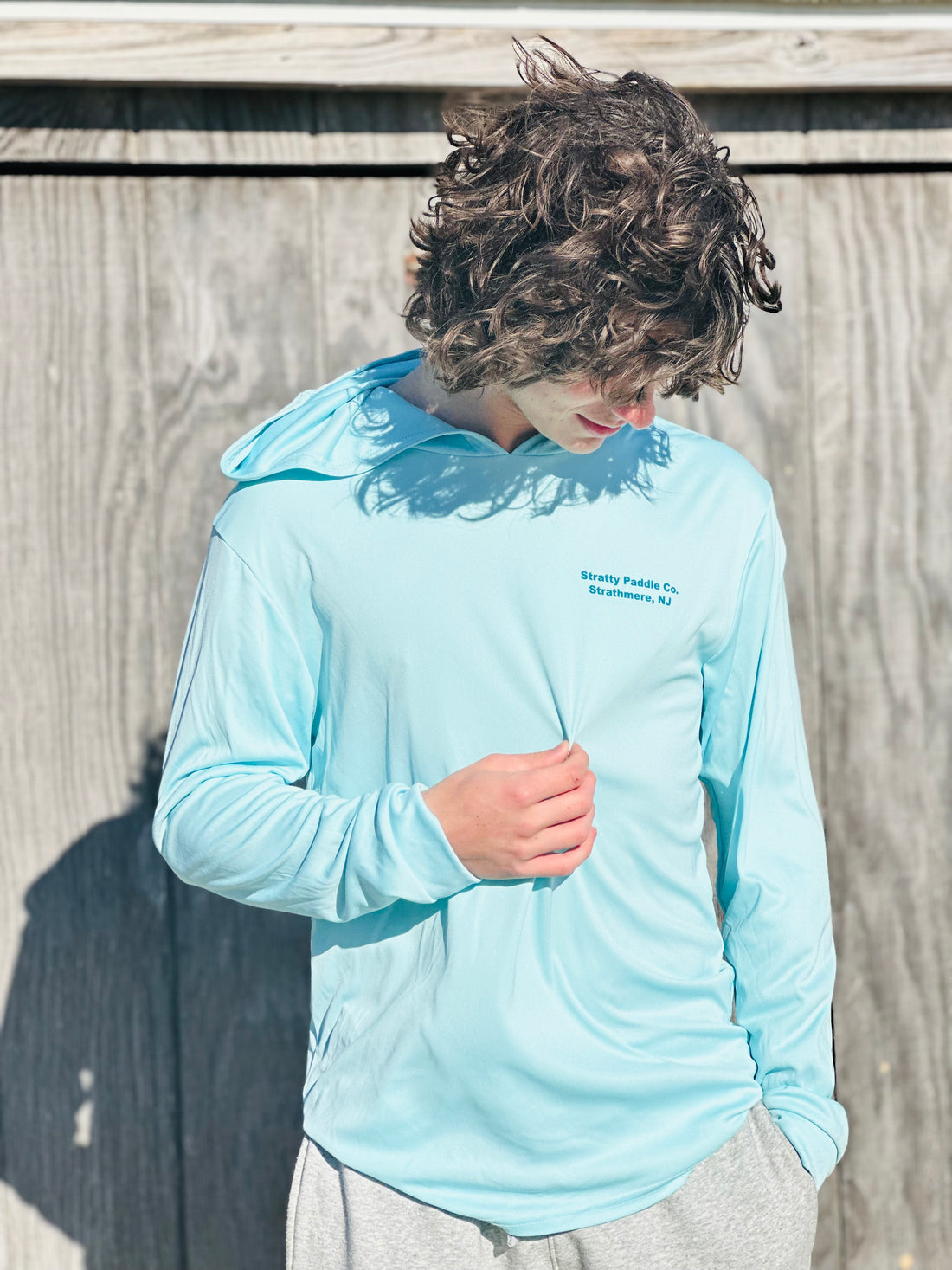 Men's Teal Long Sleeve Hooded T-Shirt