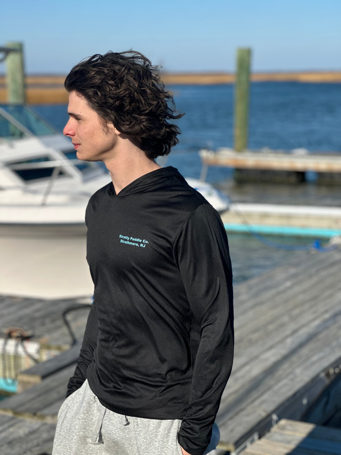Men's Black Long Sleeve Hooded T-Shirt