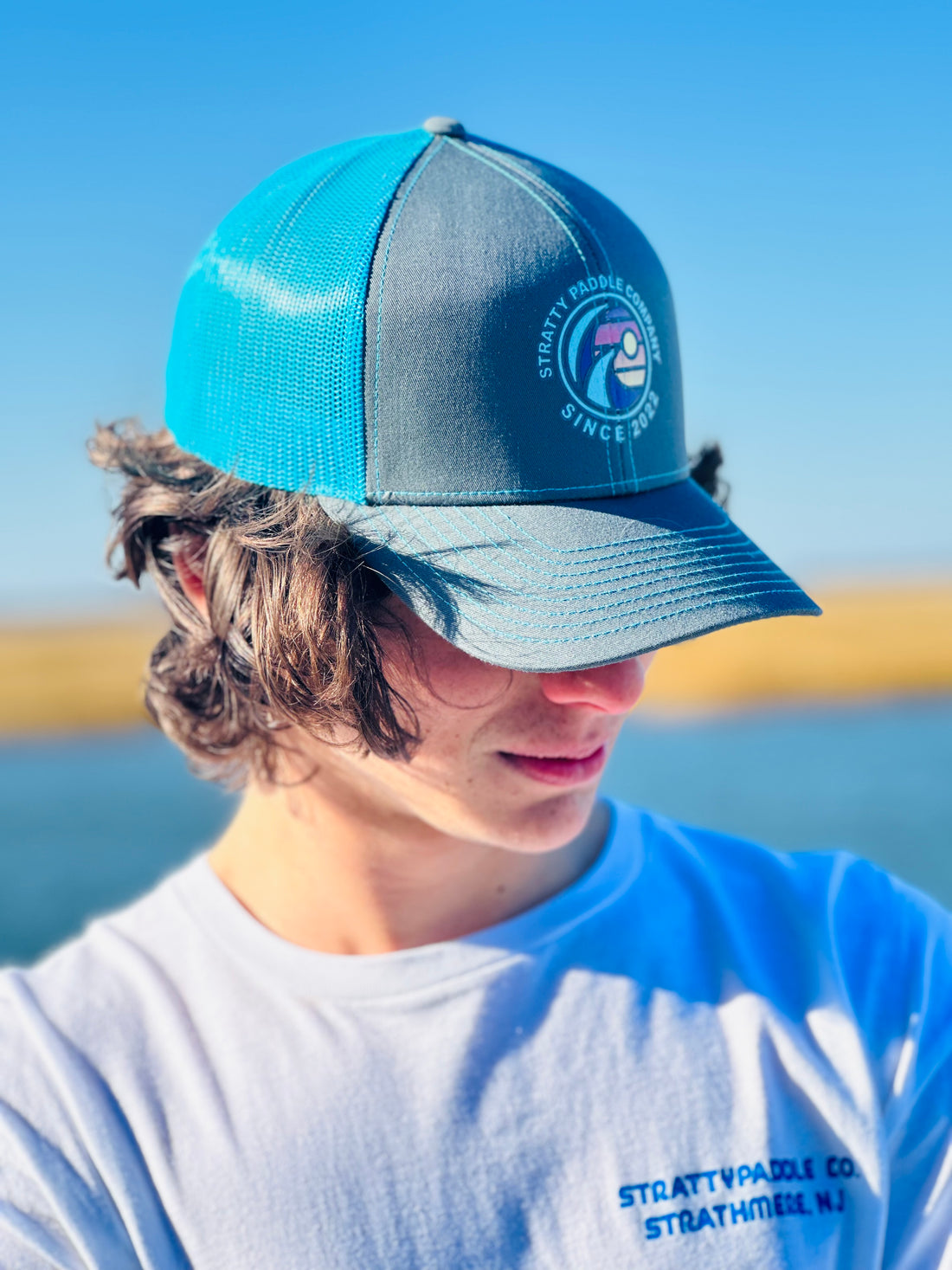 Grey & Teal Combo Trucker Hat