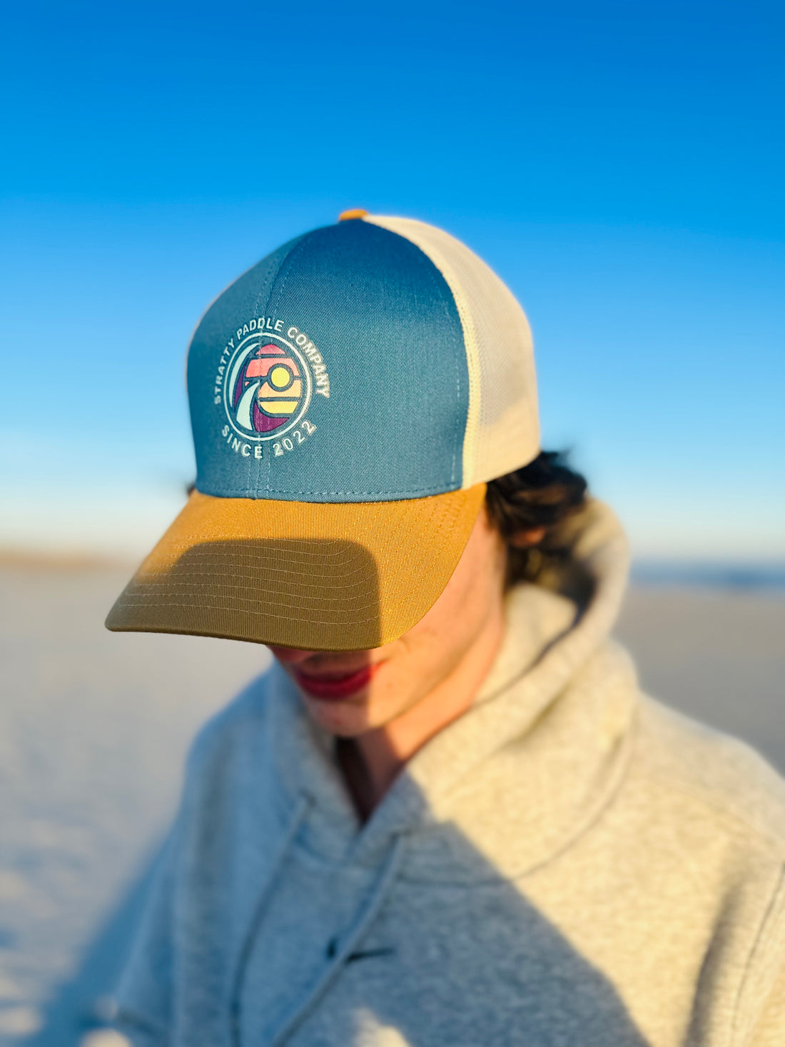 Blue & Tan Combo Trucker Hat